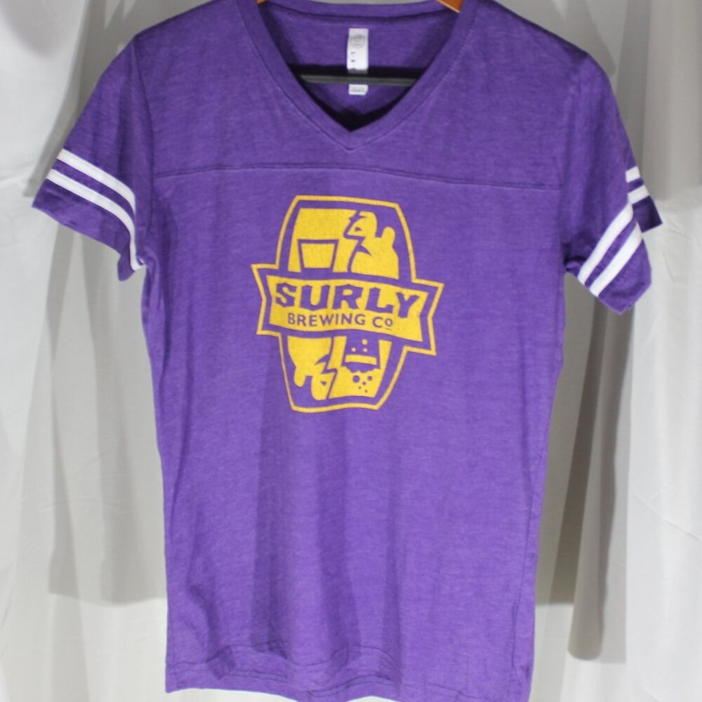 Live and Tell - Surly Brewing Co. Minnesota Vikings colors Football Tee - Size M